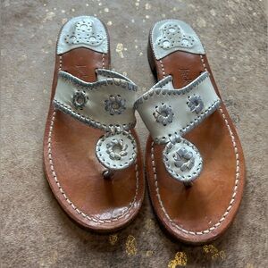 Jack Rogers Silver and White Sandals